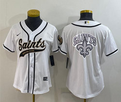 Women's Nike New Orleans Saints Blank White Joint Big Logo Authentic Stitched baseball jersey