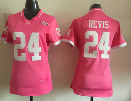 Women's Nike New York Jets #24 Darrelle Revis Pink Bubble Gum Authentic stitched NFL jersey