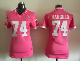 Women's Nike New York Jets #74 Nick Mangold Pink Bubble Gum Authentic stitched NFL jersey