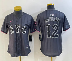 Women's Nike New York Mets #12 Francisco Lindor 2024 City Authentic Stitched MLB Jersey