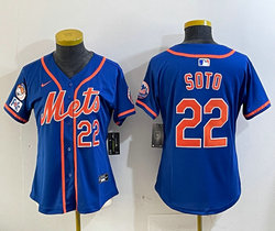 Women's Nike New York Mets #22 Juan Soto Royal Fashion Authentic Stitched MLB Jersey