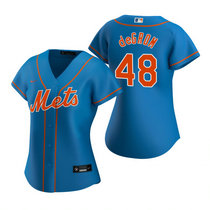 Women's Nike New York Mets #48 Jacob DeGrom Blue Orange Number Game Authentic Stitched MLB Jersey