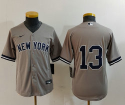 Women's Nike New York Yankees #13 Jazz Chisholm Jr. Gray Authentic Stitched MLB Jersey