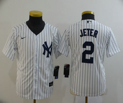 Women's Nike New York Yankees #2 Derek Jeter White Game Authentic Stitched MLB Jersey