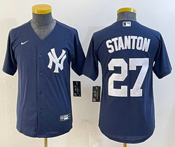 Women's Nike New York Yankees #27 Giancarlo Stanton Navy Authentic Stitched MLB Jersey