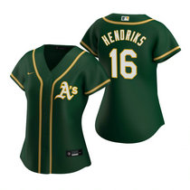 Women's Nike Oakland Athletics #16 Liam Hendriks Green Game Authentic Stitched MLB Jerseys