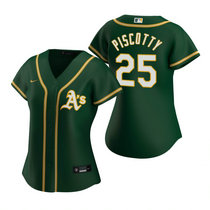 Women's Nike Oakland Athletics #25 Stephen Piscotty Green Game Authentic Stitched MLB Jersey
