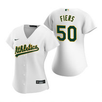 Women's Nike Oakland Athletics #50 Mike Fiers White Game Authentic Stitched MLB Jersey