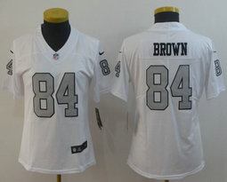Women's Nike Oakland Raiders #84 Antonio Brown White Rush Limited Authentic Stitched NFL Jersey