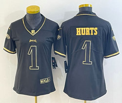 Women's Nike Philadelphia Eagles #1 Jalen Hurts Black God Authentic Stitched NFL Jersey
