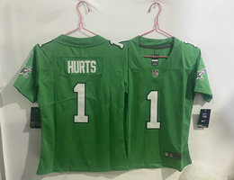 Women's Nike Philadelphia Eagles #1 Jalen Hurts Green Throwback Authentic stitched NFL jersey