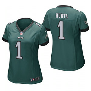 Women's Nike Philadelphia Eagles #1 Jalen Hurts Green Vapor Untouchable Authentic Stitched NFL Jersey