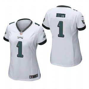 Women's Nike Philadelphia Eagles #1 Jalen Hurts White Vapor Untouchable Authentic Stitched NFL Jersey