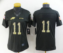 Women's Nike Philadelphia Eagles #11 A. J. Brown Carbon black Authentic Stitched NFL Jersey