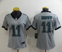 Women's Nike Philadelphia Eagles #11 A. J. Brown Gray Authentic Stitched NFL Jersey