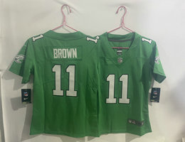 Women's Nike Philadelphia Eagles #11 A. J. Brown Green Throwback Authentic stitched NFL jersey