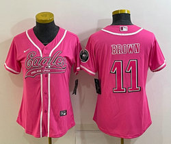 Women's Nike Philadelphia Eagles #11 A. J. Brown Pink Joint Authentic Stitched baseball jersey