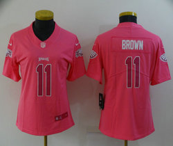 Women's Nike Philadelphia Eagles #11 A. J. Brown Pink Rush Fashion Authentic stitched NFL jersey
