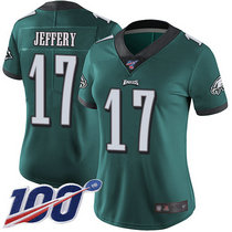 Women's Nike Philadelphia Eagles #17 Alshon Jeffery 100th Season Green Vapor Untouchable Authentic Stitched NFL Jersey