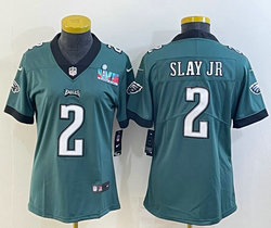 Women's Nike Philadelphia Eagles #2 Darius Slay Jr Green Super Bowl LVII Patch Authentic stitched NFL jersey