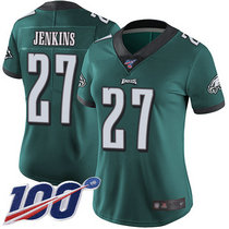 Women's Nike Philadelphia Eagles #27 Malcolm Jenkins 100th Season Green Vapor Untouchable Authentic Stitched NFL Jersey