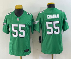 Women's Nike Philadelphia Eagles #55 Brandon Graham Green Throwback 2023 F.U.S.E. Authentic stitched NFL jersey