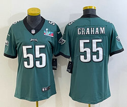 Women's Nike Philadelphia Eagles #55 Brandon Graham Green Super Bowl LVII Patch NFL jersey