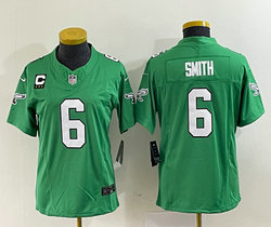 Women's Nike Philadelphia Eagles #6 DeVonta Smith Green Throwback With C patch 2023 F.U.S.E. Authentic stitched NFL jersey