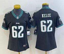 Women's Nike Philadelphia Eagles #62 Jason Kelce Black Authentic stitched NFL jersey