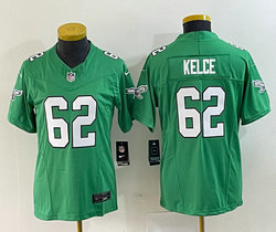 Women's Nike Philadelphia Eagles #62 Jason Kelce Green Throwback 2023 F.U.S.E. Authentic stitched NFL jersey