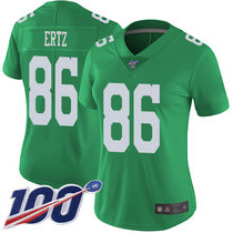 Women's Nike Philadelphia Eagles #86 Zach Ertz 100th Season Green Rush Vapor Untouchable Limited Authentic Stitched NFL Jersey