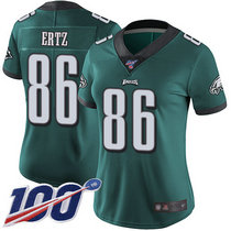 Women's Nike Philadelphia Eagles #86 Zach Ertz 100th Season Green Vapor Untouchable Authentic stitched NFL jersey