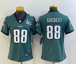 Women's Nike Philadelphia Eagles #88 Dallas Goedert Green Super Bowl LVII Patch Authentic stitched NFL jersey
