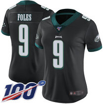Women's Nike Philadelphia Eagles #9 Nick Foles 100th Season Black Vapor Untouchable Authentic Stitched NFL Jersey