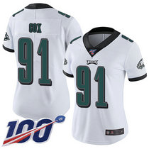 Women's Nike Philadelphia Eagles #91 Fletcher Cox 100th Season White Vapor Untouchable Limited Authentic Stitched NFL Jersey