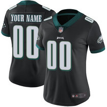 Women's Nike Philadelphia Eagles Customized Black Limited Vapor Untouchable Authentic Stitched NFL Jerseys