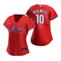 Women's Nike Philadelphia Phillies #10 J.T. Realmuto Red Game Authentic Stitched MLB Jersey
