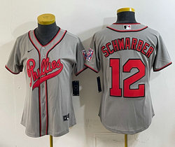Women's Nike Philadelphia Phillies #12 Kyle Schwarber Gray 2026 Field Of Dreams Stadium Jersey