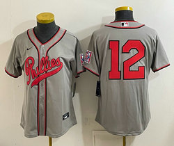 Women's Nike Philadelphia Phillies #12 Kyle Schwarber Gray 2026 Field Of Dreams Stadium Stitched Baseball Jersey