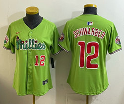 Women's Nike Philadelphia Phillies #12 Kyle Schwarber Green Phanatic MLB Jerseys