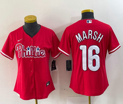 Women's Nike Philadelphia Phillies #16 Brandon Marsh Red Authentic Stitched MLB Jerseys