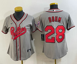 Women's Nike Philadelphia Phillies #28 Alec Bohm Gray 2026 Field Of Dreams Stadium Jersey