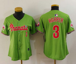 Women's Nike Philadelphia Phillies #3 Bryce Harper Green Joint With Patch MLB Jersey