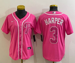 Women's Nike Philadelphia Phillies #3 Bryce Harper Pink Game Authentic Stitched MLB Jersey