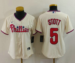 Women's Nike Philadelphia Phillies #5 Bryson Stott Cream Authentic Stitched NBA Jersey
