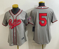Women's Nike Philadelphia Phillies #5 Gray no name 2026 Field Of Dreams Stadium Jersey