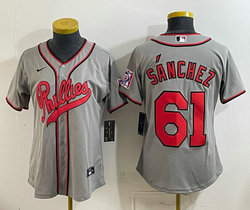 Women's Nike Philadelphia Phillies #61 Cristopher Sánchez Gray 2026 Field Of Dreams Stadium Jersey
