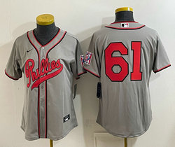 Women's Nike Philadelphia Phillies #61 Gray no name 2026 Field Of Dreams Stadium Jersey