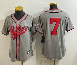 Women's Nike Philadelphia Phillies #7 Gray no name 2026 Field Of Dreams Stadium Jersey