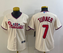 Women's Nike Philadelphia Phillies #7 Trea Turner Cream Authentic Stitched MLB Jersey